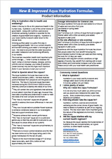 Product Information Brochure about Aqua Formulas